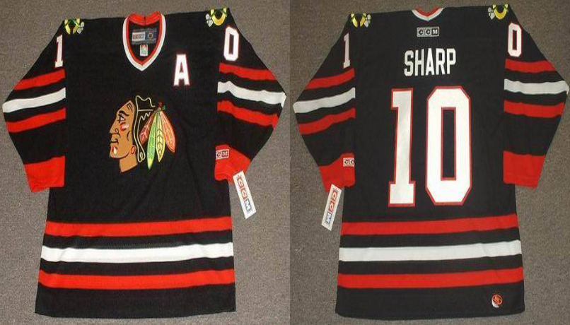 2019 Men Chicago Blackhawks 10 Sharp black CCM NHL jerseys